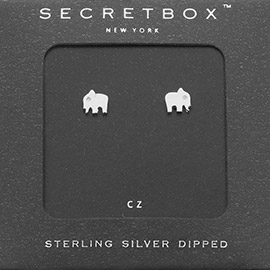 Secret Box_Sterling Silver Dipped CZ Stone Elephant Stud Earrings