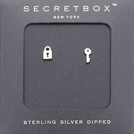 SECRET BOX_Sterling Silver Dipped Key & Lock Stud Earrings