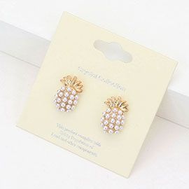 Crystal Pave Pineapple Stud Earrings