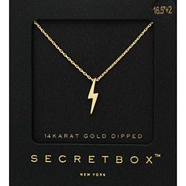 SECRET BOX_14 K Gold Dipped Thunderbolt Pendant Necklace