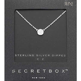 Sterling Silver CZ Pave Mini Pendant Necklace