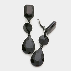 Triple glass crystal clip on earrings