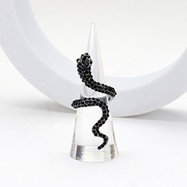 Rhinestone Pave Snake Coil Ring