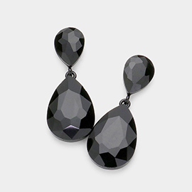 Glass Crystal Teardrop Evening Earrings