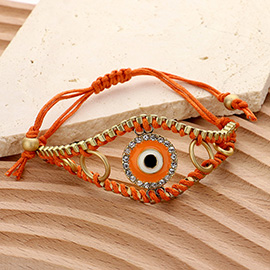 Enamel Evil Eye Adjustable Cinch Pull Tie Bracelet