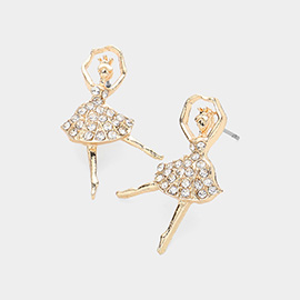 Crystal Paved Ballerina Girl Stud Earrings