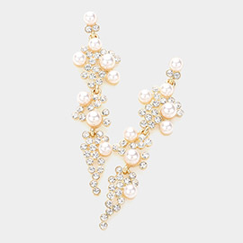 Crystal Embellished Pearl Statement Earrings