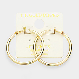 14K Gold Dipped 1.6 Inch Hypoallergenic Hoop Earrings