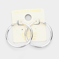 14K White Gold Dipped 1.6 Inch Hypoallergenic Hoop Earrings