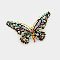 Crystal Rhinestone Pave Butterfly Pin Brooch