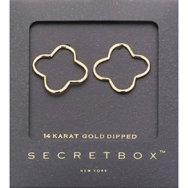 SECRET BOX_14K Gold Dipped Quatrefoil Stud Earrings