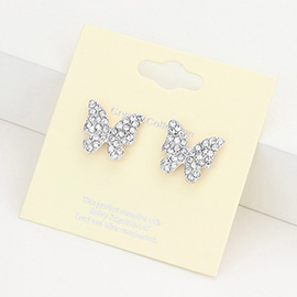 Rhinestone Pave Butterfly Stud Earrings