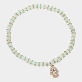 Hamsa Charm Beaded Stretch Bracelet