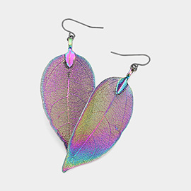 Natural Dipped Leaf Dangle Earrings