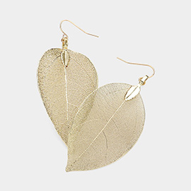 Natural Dipped Leaf Dangle Earrings