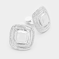 Cut Out Square Metal Clip on Earrings