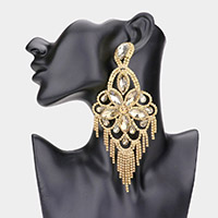 Oversized Crystal Flower Chandelier Evening Earrings