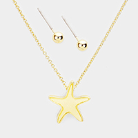 Faux Druzy Starfish Pendant Necklace