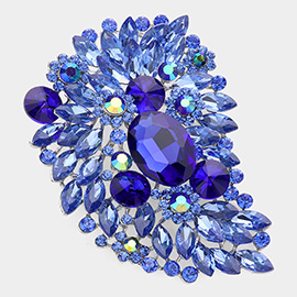 Oversize Multi Stone Floral Pin Brooch