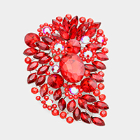 Oversize Multi Stone Floral Pin Brooch