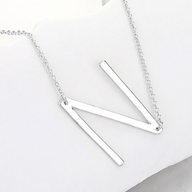 -N- Metal Monogram Pendant Necklace