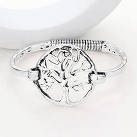 Hammered Metal Tree of Life Hook Bracelet