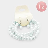 12PCS - 3PCS Faux Pearl Bracelet and Earring Set