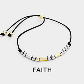 FAITH Message Morse Code Adjustable Cinch Pull Tie Bracelet