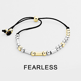 FEARLESS Message Morse Code Adjustable Cinch Pull Tie Bracelet