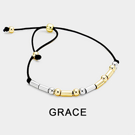 GRACE Message Morse Code Adjustable Cinch Pull Tie Bracelet