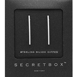 SECRET BOX_Sterling Silver Dipped Thin Metal Bar Earrings