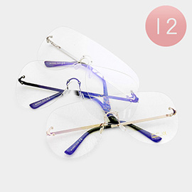 12PCS - Oversized Frameless Clear Lens Aviator Sunglasses