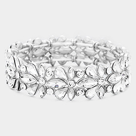 Floral Crystal Stretch Evening Bracelet