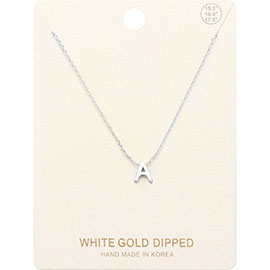 -A- White Gold Dipped Metal Pendant Necklace