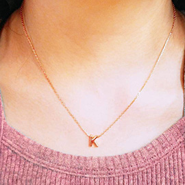 -K- Gold Dipped Metal Pendant Necklace