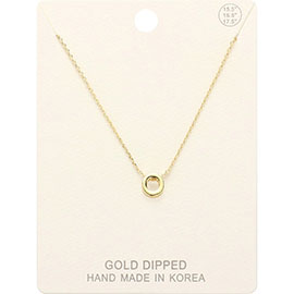 -O- Gold Dipped Metal Pendant Necklace