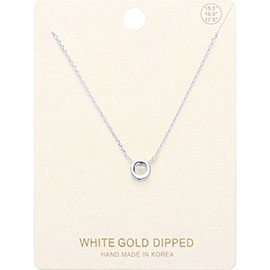 -O- White Gold Dipped Metal Pendant Necklace