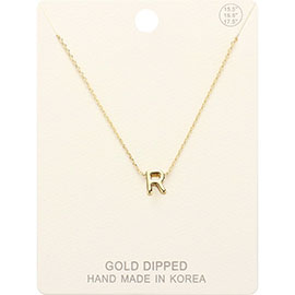 -R- Gold Dipped Metal Pendant Necklace