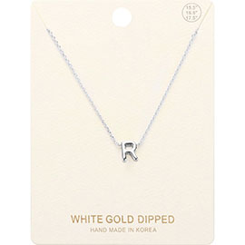 -R- White Gold Dipped Metal Pendant Necklace