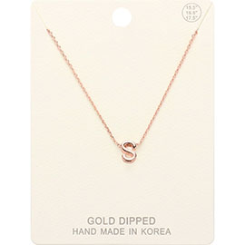 -S- Gold Dipped Metal Pendant Necklace
