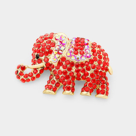 Stone Paved Elephant Pin Brooch