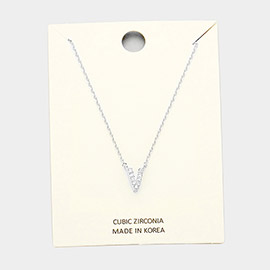 -V- Cubic Zirconia Monogram Pendant Necklace