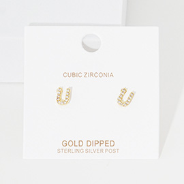 -U- Gold Dipped Cubic Zirconia Monogram Stud Earrings