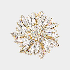Oblique Crystal Oval Flower Pin Brooch