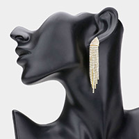 Crystal Rhinestone Pave Fringe Evening Earrings