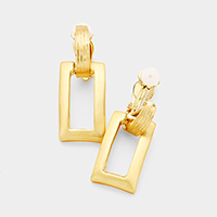 Cut Out Metal Rectangle Clip on Earrings