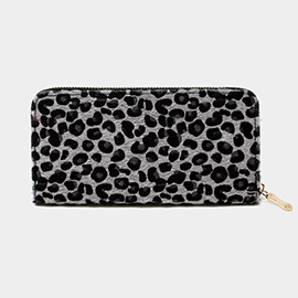 Leopard Print Faux Fur Zipper Wallet