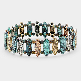 Embossed Oval Metal Stretch Bracelet