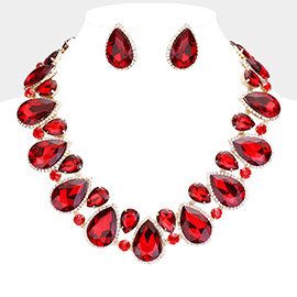 Crystal Rhinestone Trim Teardrop  Collar Evening Necklace