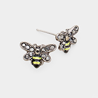 Crystal Bumblebee Stud Post Earrings